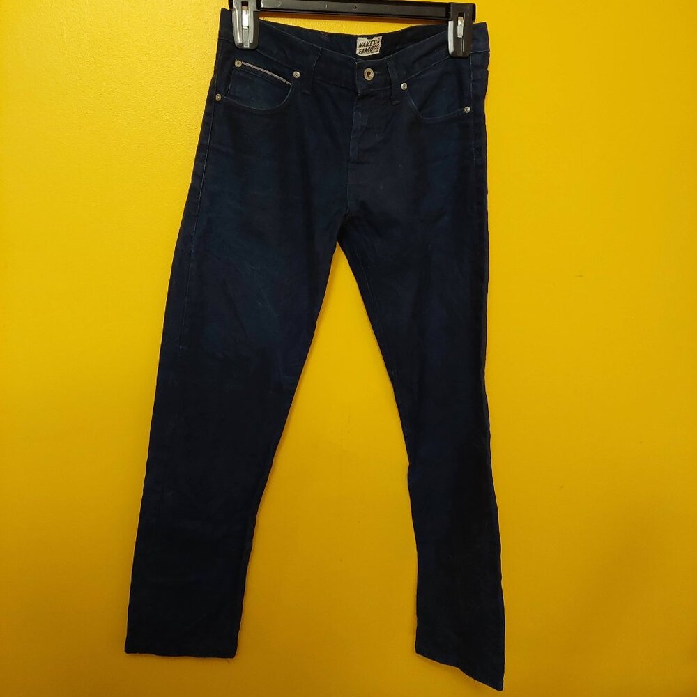 (Rare Fit) Naked and Famous Skinny Guy Indigo Duck Canvas Selvedge Jeans 33 X 32
